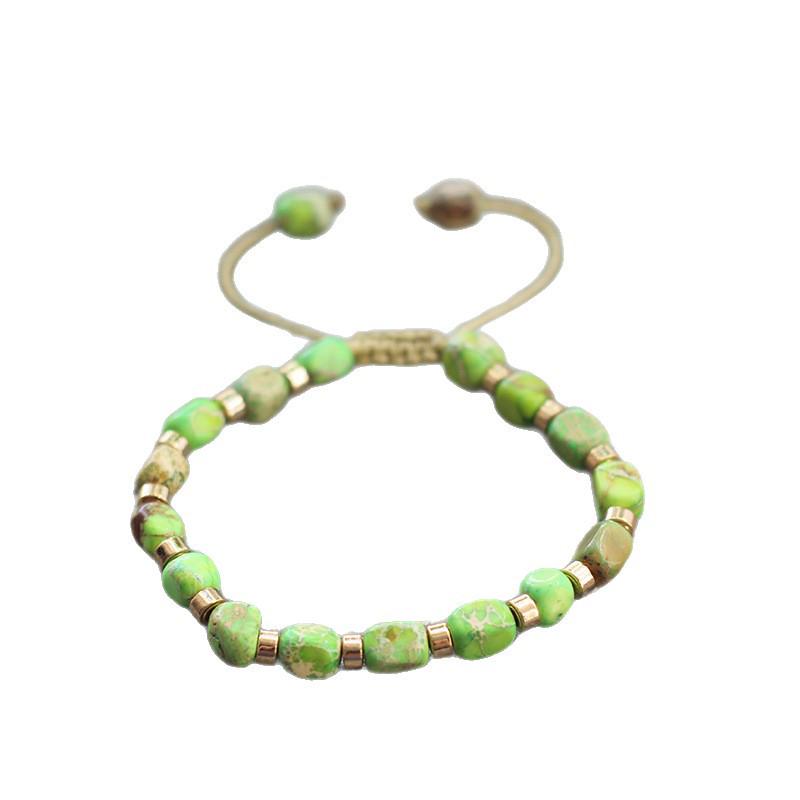 Bohemian Women's Colorful Imperial Shoushan Stone Bracelet, 5*7 Irregular Natural Stone Design