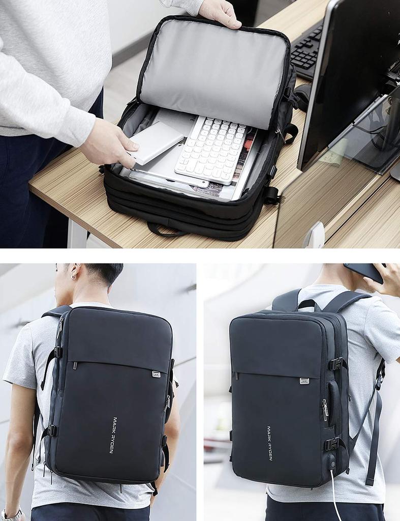 MARK RYDEN Erweiterbarer Business-Rucksack, Groß, Passt für YKK USB, Perfekt für Business und Reisen, Herren-Rucksack, Wasserdicht, 3-Wege-Design, Kapazität, 17-Zoll-Laptops,