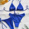 2024 European & American Sexy Slimming Backless Strappy Thong Bikini 3-Piece Set for Women