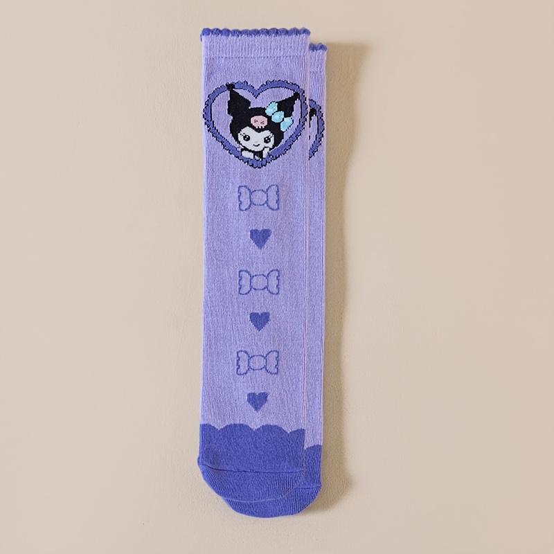 Girls Stockings Cartoon Cute Pink Purple Warm Breathable Comfortable Soft Spring Autumn Winter School Daily Wear