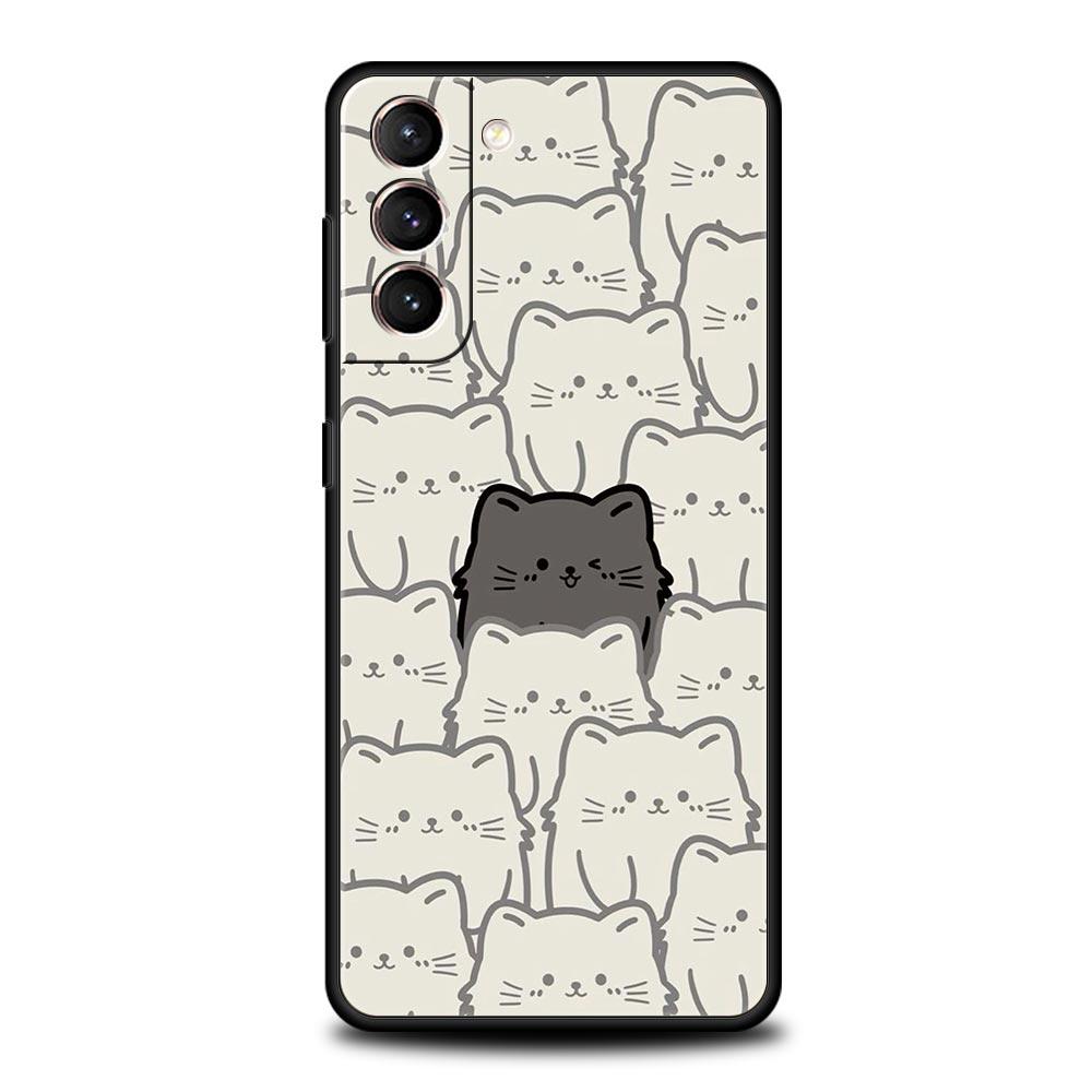 

Чохол для телефону з котячим принтом для Samsung Galaxy S24 S23 Ultra S22 S21 S20 FE 5G S10 S10E S9 Plus S8 М’яка силіконова чорна кришка-бампер Samsung S23