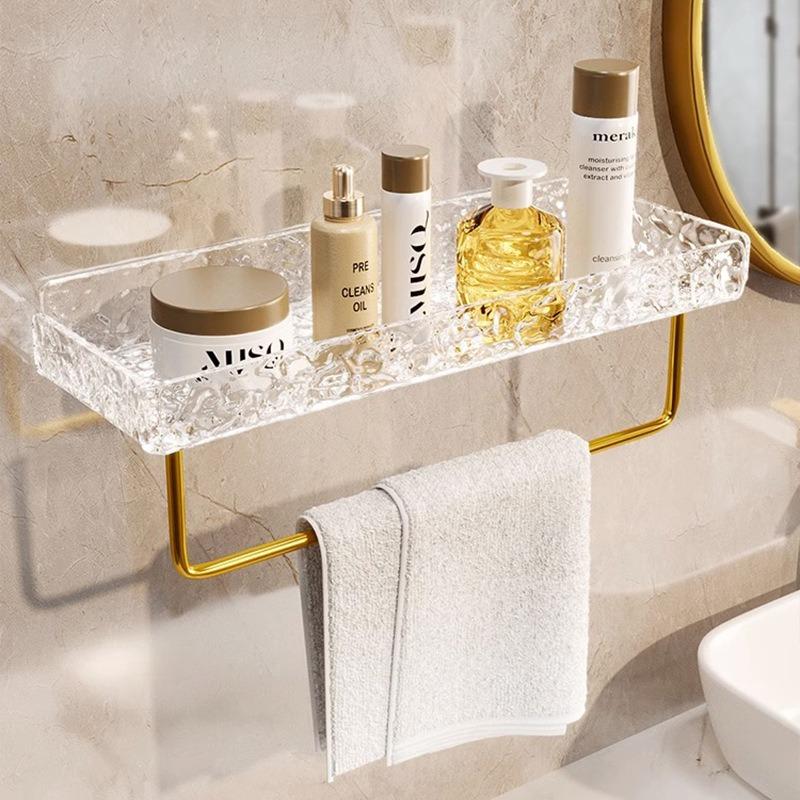 Toilet Bathroom Acrylic Rack Non-punching Wall-mounted Washstand Wall Cosmetics Storage Towel Rack