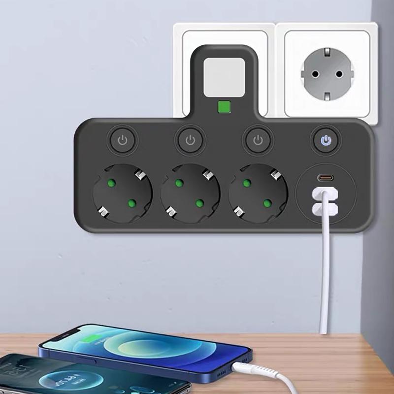 Multi-functional Socket with Smart Night Light USB Fast Charging Independent Control Multi-port Power Strip Overload Protection