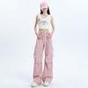 Women's High Waist Cargo Pants Wide Leg Trousers Quick Dry Drawstring Straight Pants Two Length Design Summer Casual Street Pants