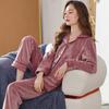 Pajamas Ladies Autumn And Winter Long Sleeves Thickened Island Fleece Warm Coral Fleece Loungewear Flannel Spring And Autumn Set