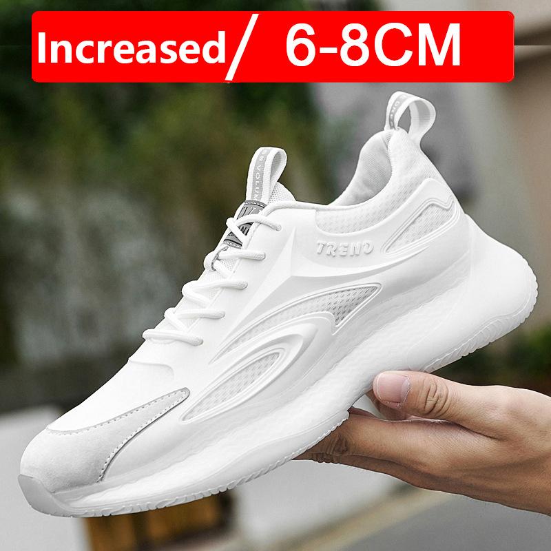 New Invisible Heightening 8CM Men Running Shoes Low Heel Soft Bottom Casual Sports Shoes Breathable Mesh Inner Lining EVA Insole