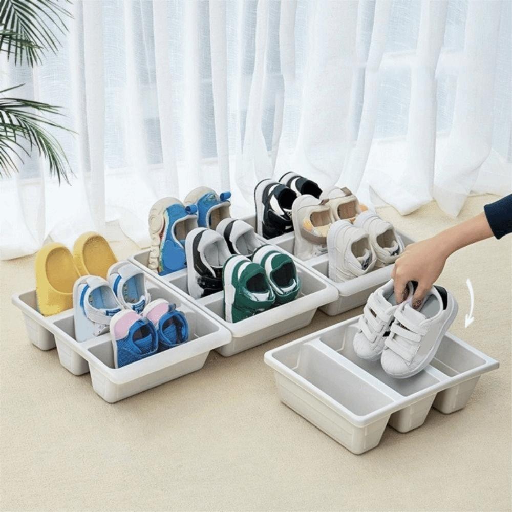 2PCS Nordic Style Oblique Plug-In Shoe Storage Rack Plastic Vertical Slippers Rack  Bedside