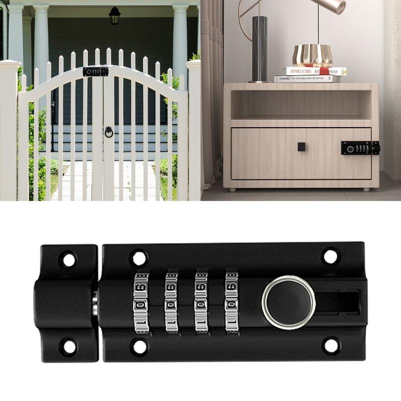 4-Digit Combination Lock Password Lock Sliding Bolt Door Lock Easy To Install