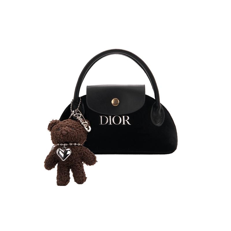 

DIOR [Customized Cosmetic Bag] Canvas Latte Bear Simple Elegant Daily Versatile Portable Black Handbag Storage чёрный