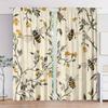 2 Pcs Bee flower print curtains,suitable for bedroom,living room kitchen decoration,home decoration,window decoration