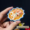 3D Chinese Style Food Magnet: Lobster & Noodles Hot Pot with Mantis Shrimp Sticker