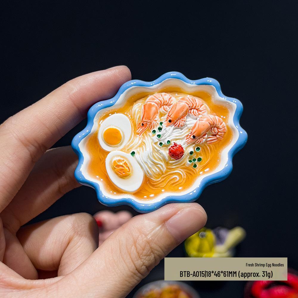3D Chinese Style Food Magnet: Lobster & Noodles Hot Pot with Mantis Shrimp Sticker