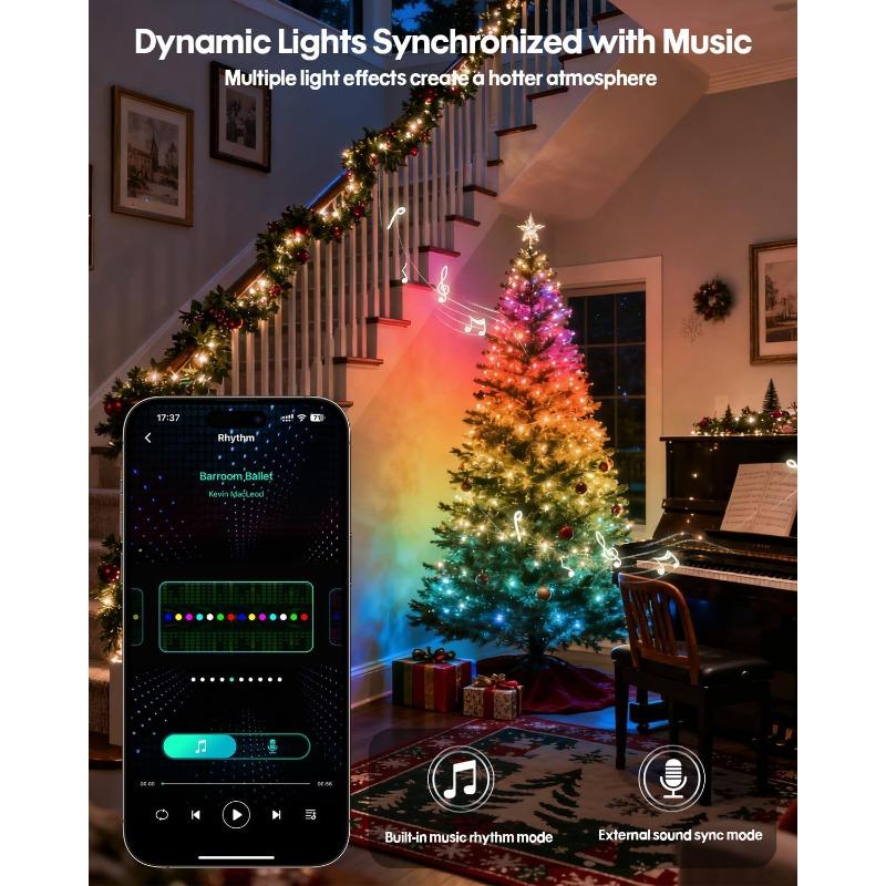 Smart Fairy String Light DIY Color Changing String Lights Remote App Control Dynamic RGBIC Twinkle Light for Party Wedding Decor
