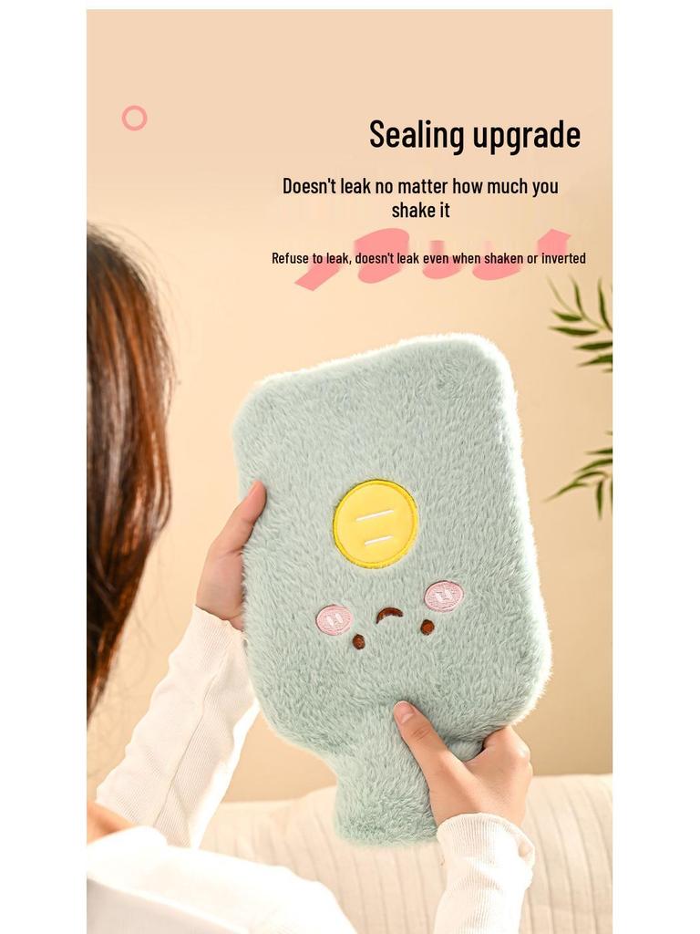 Classic Thickened Rubber Hot Water Bottle with Plush Cover for Warmth
