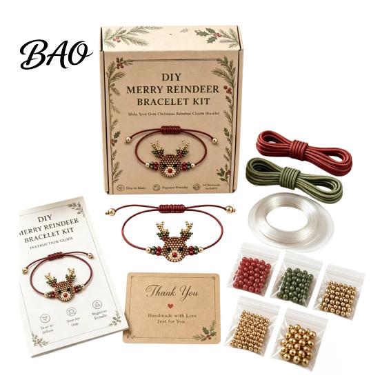 Beads for Jewelry Making DIY Christmas Beaded Bracelet Kit, Holiday Handmade Craft Supplies, Xmas Beading Sets Kids Bead Kit Adults, Kids, Family