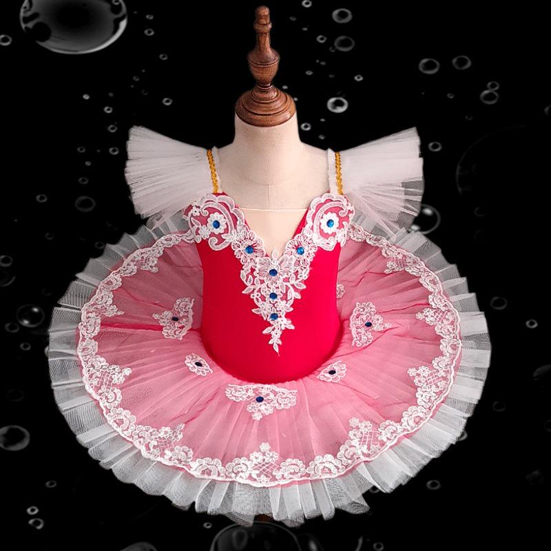 Children s Little Swan Ballet Tutu Tulle Skirt Girls Dance Performance Costume 110 красный
