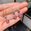 Huabi Jewelry Korean version ins tide simulation pink diamond water drop pendant water drop stud earring set 8 * 12