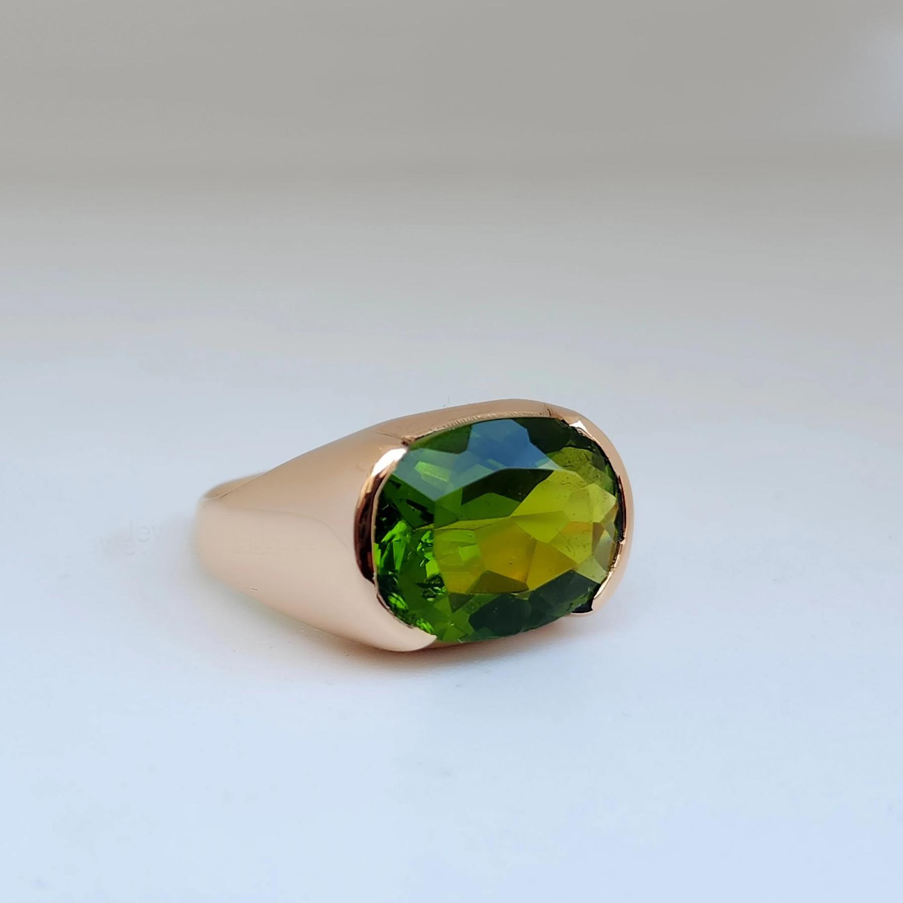 

Rich Green Peridot 925 Sterling Silver Rose Gold Fill Ring Jewelry, Unisex Birthstone Gift Ring 10
