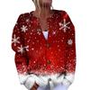 Women's Fashion Christmas Printed Long Sleeve Knitted Cardigan Button Down Jacket