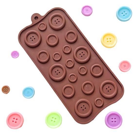 Jewelry Making Supplies Button Silicone Mold, Food Grade Non Stick Chocolate Candy Casting DIY Epoxy Resin Crafts Tray, Flexible Easy Release Mold for