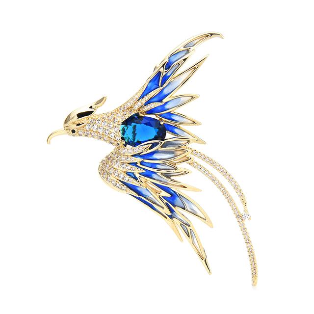 Crystal Phoenix Bird Brooches For Women Men Color Enamel Flying Beauty Bird Party Office Brooch Pin Gifts