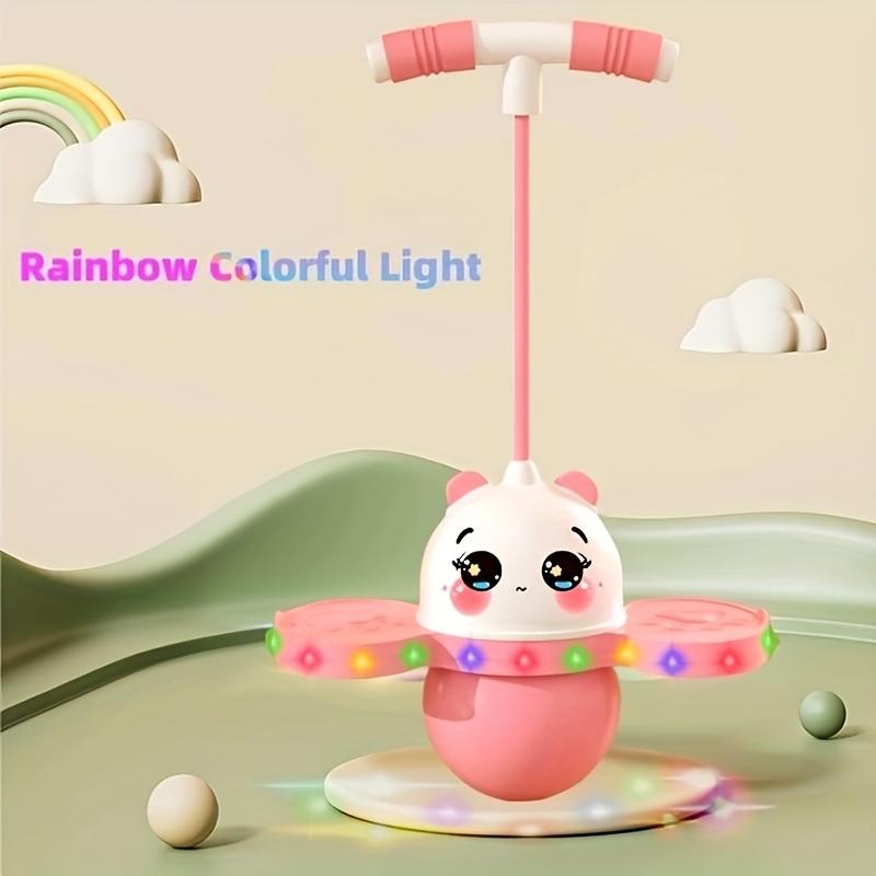 Fun LED Light-Up Pogo Ball | Balance & Coordination Toy for Youngsters & Adults Up To 200lb, Pink/Black Plastic Bounce Board with Colorful Lights