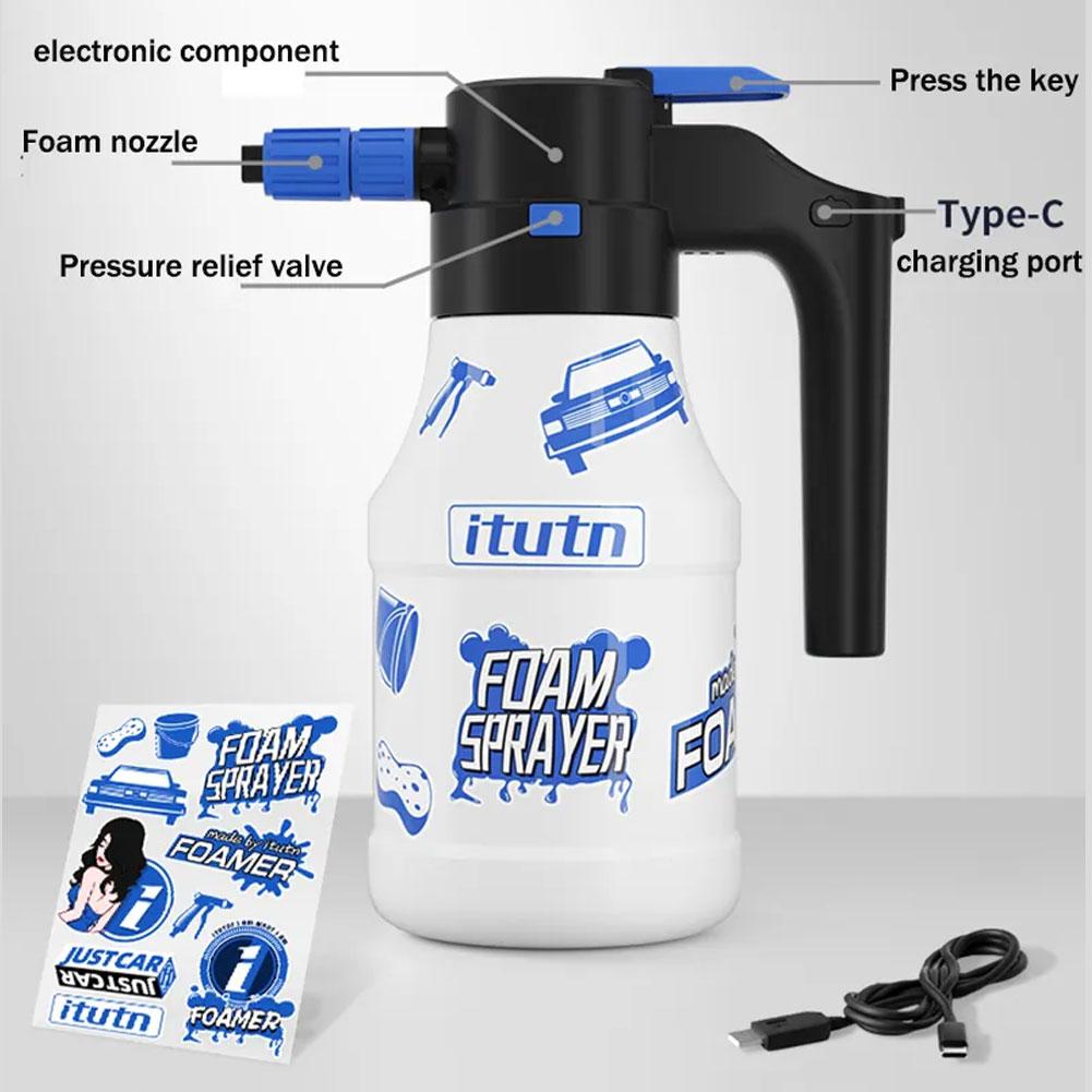 Electric Foam Sprayer 1.5L Foam Generator For Car Wash 2600mAh Lithium Battery Foam Lance 1h Endurance Car Wash Towel Foam Wash