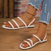 Summer New Korean Style Sandals with Thin Strap, Low Heel and Square Heel Comfortable and Versatile Women's Sandals with Two Straps for Students