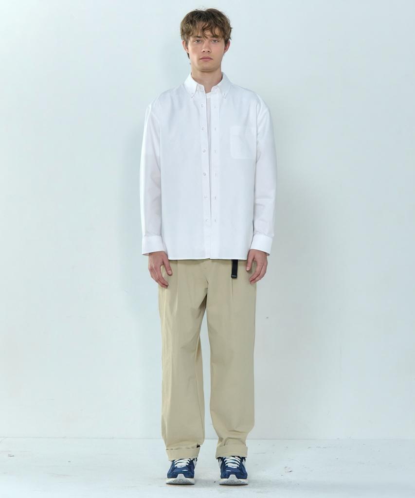 BASIC HOUSE Oxford Semi-Overfit Long Sleeve Shirt White Lzws0103