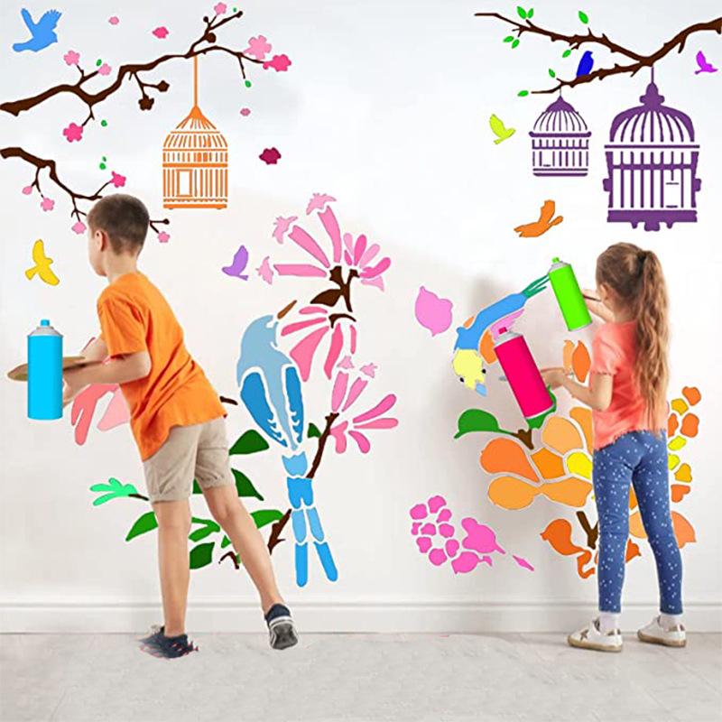 Plant and Animal Painting DIY Stencil - Flower Graffiti PET Template