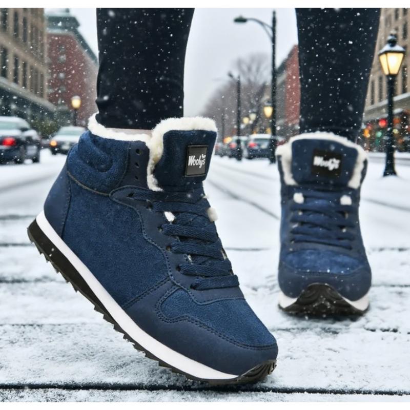Women's Fashion Winter Boots Plush Lined High Top Design Anti Slip Rubber Outsole Snow Sneakers New Soft Winter Ankle Boots