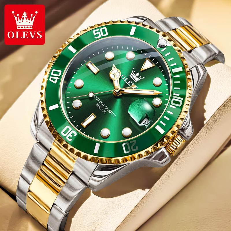 OLEVS New Man Watch Luxury Top Brand One-Way Rotating Outer Ring Design Quartz Watch for Men Auto Date Waterproof Wrist Watches
