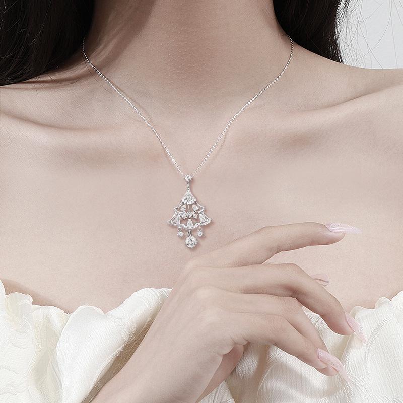 Certificated Moissanite 925 Silver Necklace Christmas Tree Design S925 Sterling Silver Lady Necklace for Gift