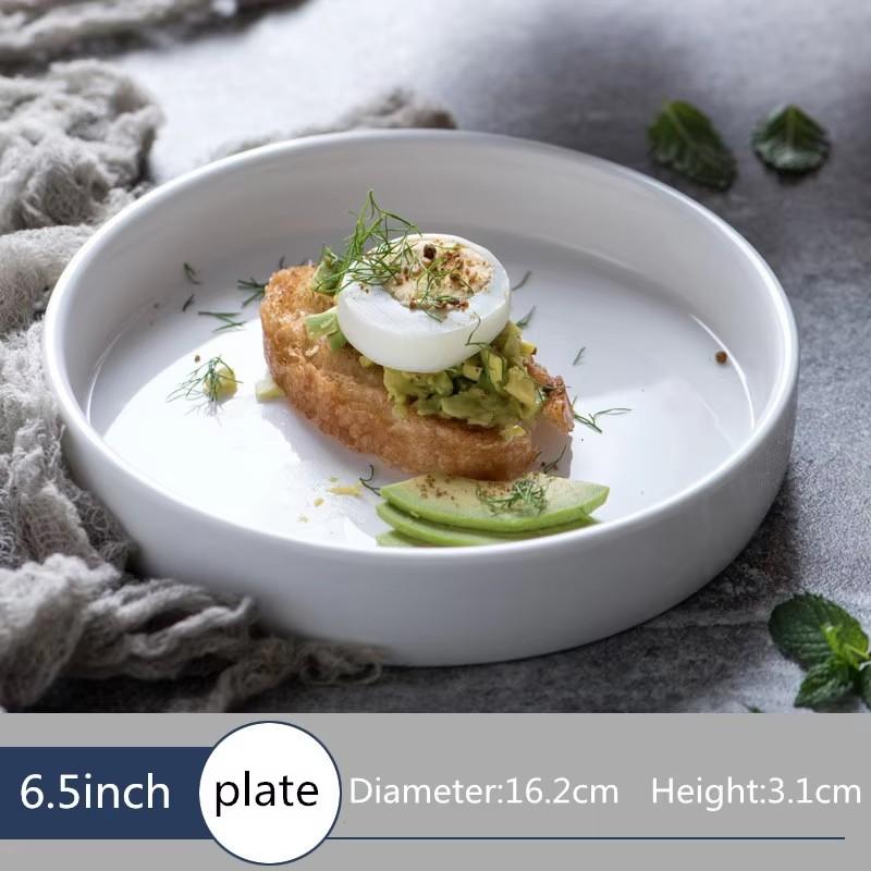 

Белые керамические глубокие тарелки, бытовая посуда для завтрака, десертные тарелки для салата, стейка, обеда, сервировочные блюда для кофейни