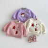 Girls' Embroidered Cartoon Velvet Pullover - Winter 2025 Korean Style Sweatshirt