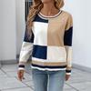 Autumn/Winter 2026 Latin America Casual Color Block Pullover Knit Sweater for Women - Round Neck