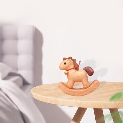 Wooden Rocking Horse Statue Collectible Multifunctional Portable Art Crafting Desktop Ornament
