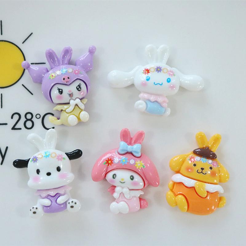 10 Pcs New Mini Kawaii Cartoon Animal Puppy Rabbit Series Resin Scrapbook Diy Miniature Ornament Accessories A34