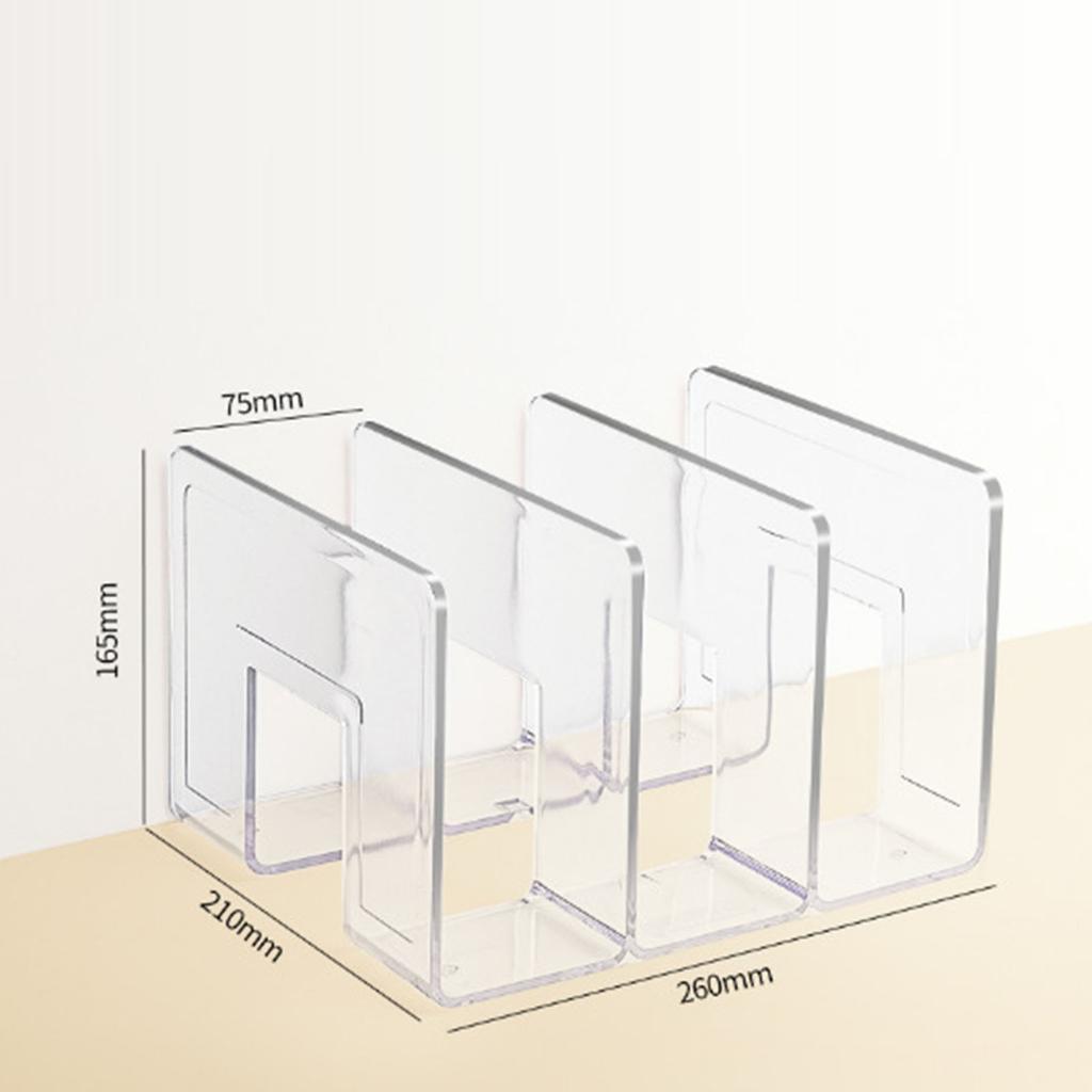 Clear Acrylic Bookends Drop Scratch Resistant Transparent Desk File Sorter for Home School Office