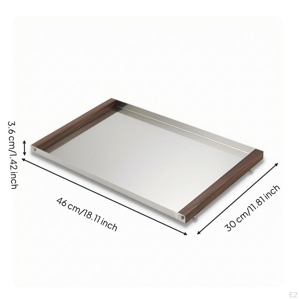 Tray with Mirrored Base Rectangular Bottom for Console Table, Living Room, Guest