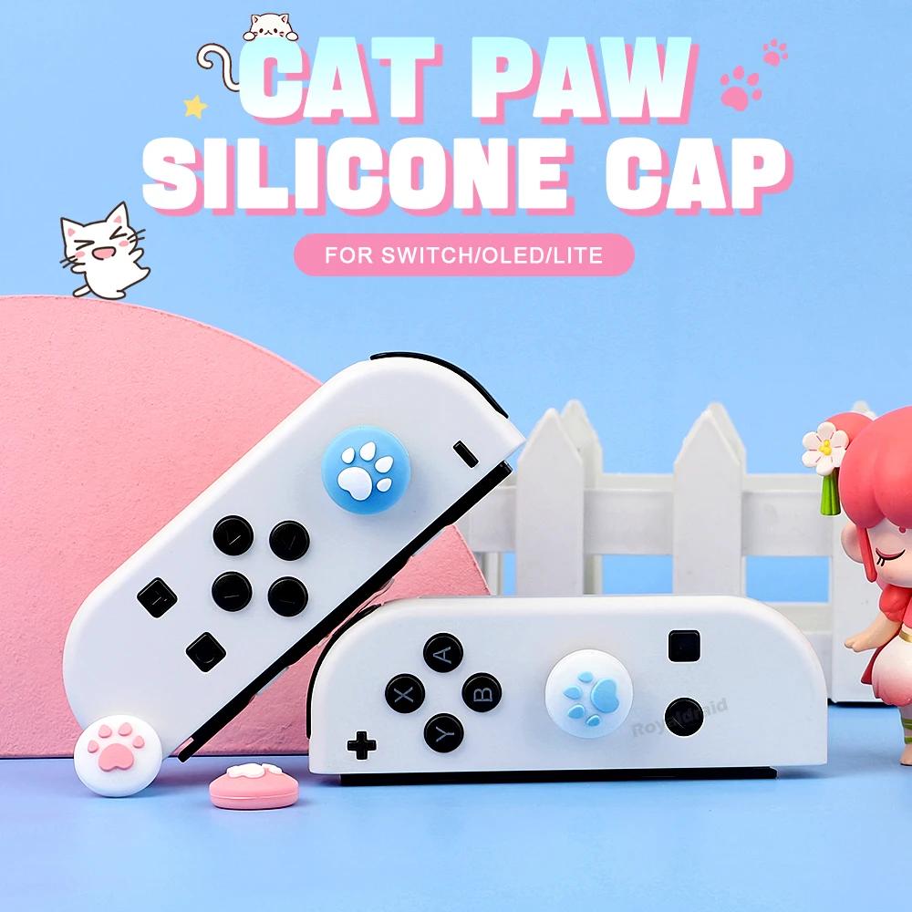 4PCS/Set Cute Cat Claws Silicone Soft Thumb Stick Grip Cap Joystick Protective Cover For NS Switch OLED NS Lite Joycons Case