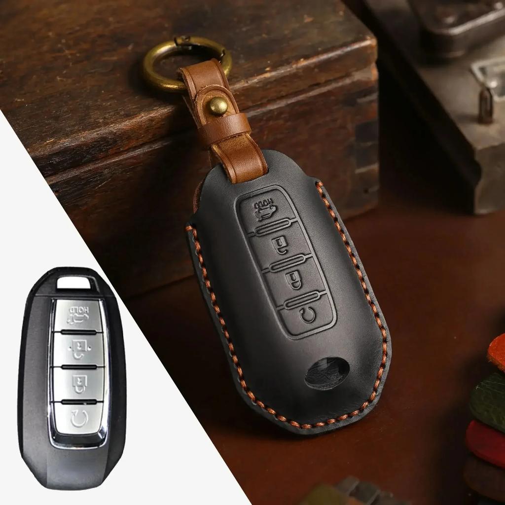 Leather Car Key Case Cover Holder Keychain Shell for Nissan Juke Leaf Micra K12 Note Patrol Qashqai J11 J10 Tiida Versa X Trail