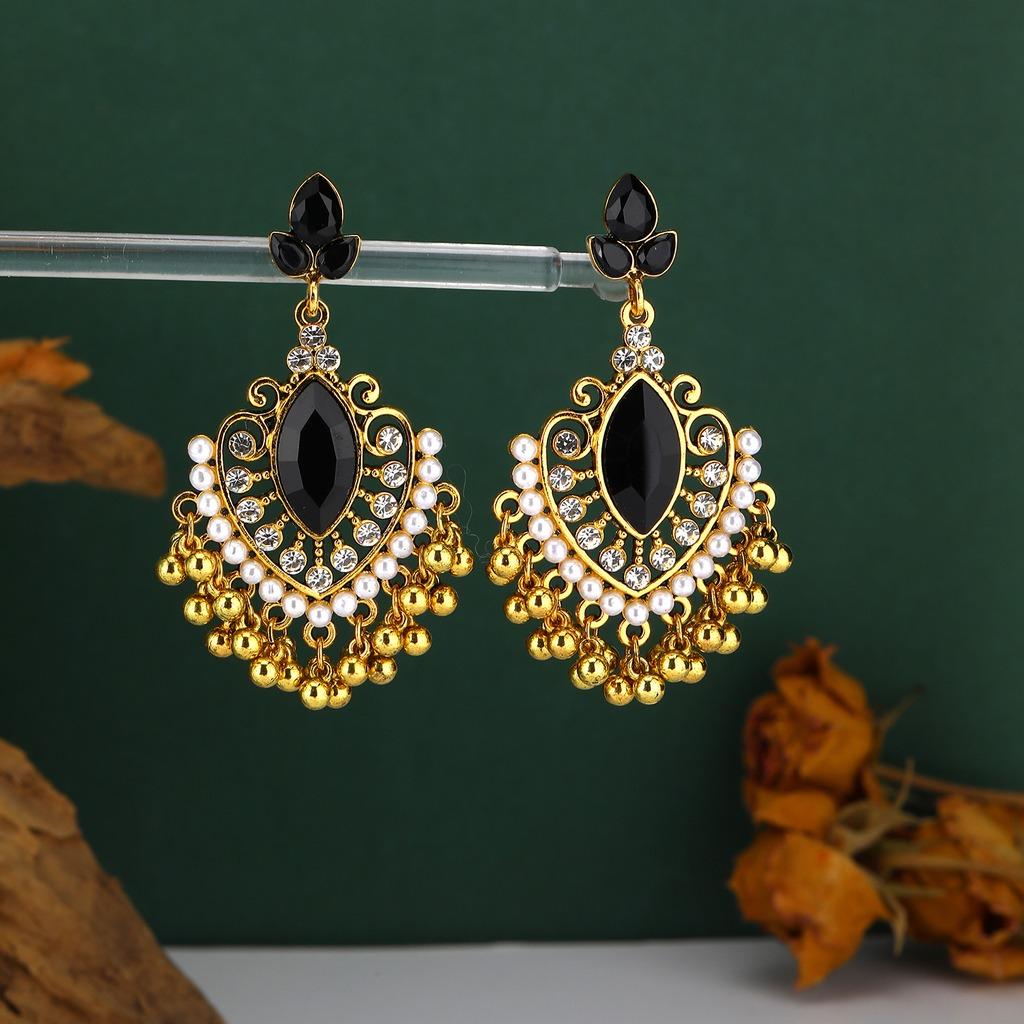 

Retro Ethnic Earrings Stylish Hollow Out Drop Earrings Teardrop Earrings Bohemian For Daily Outing Wedding Holiday Party чорний