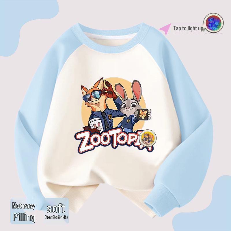 Детская толстовка Zootopia Color Block со световыми элементами - Хлопок, Рукава реглан, В полоску, Тонкая/Плюшевая, Осень/Зима 160 cm