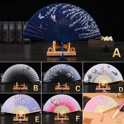 Janpanese Style Hand Held Folding Dance Fan Wedding Party Lace Silk Folding Hand Held Flower Tokyo