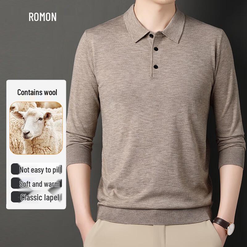 

Luo Meng Men s Wool Blend Polo Knit Sweater XL