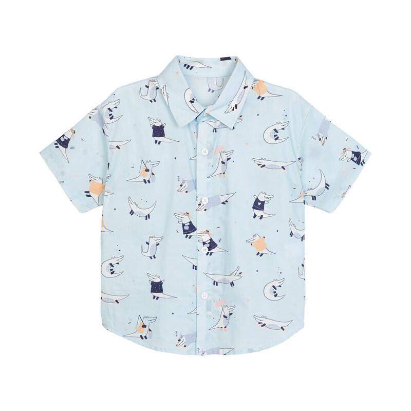 LUSON Boys' Cartoon Print Short Sleeve Shirt