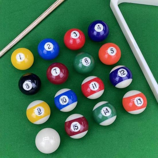 16 Pcs Mini Billiard Balls Set 32MM/38MM Resin Children Pool Balls Set Pool Table Accessories for Game Rooms Bars
