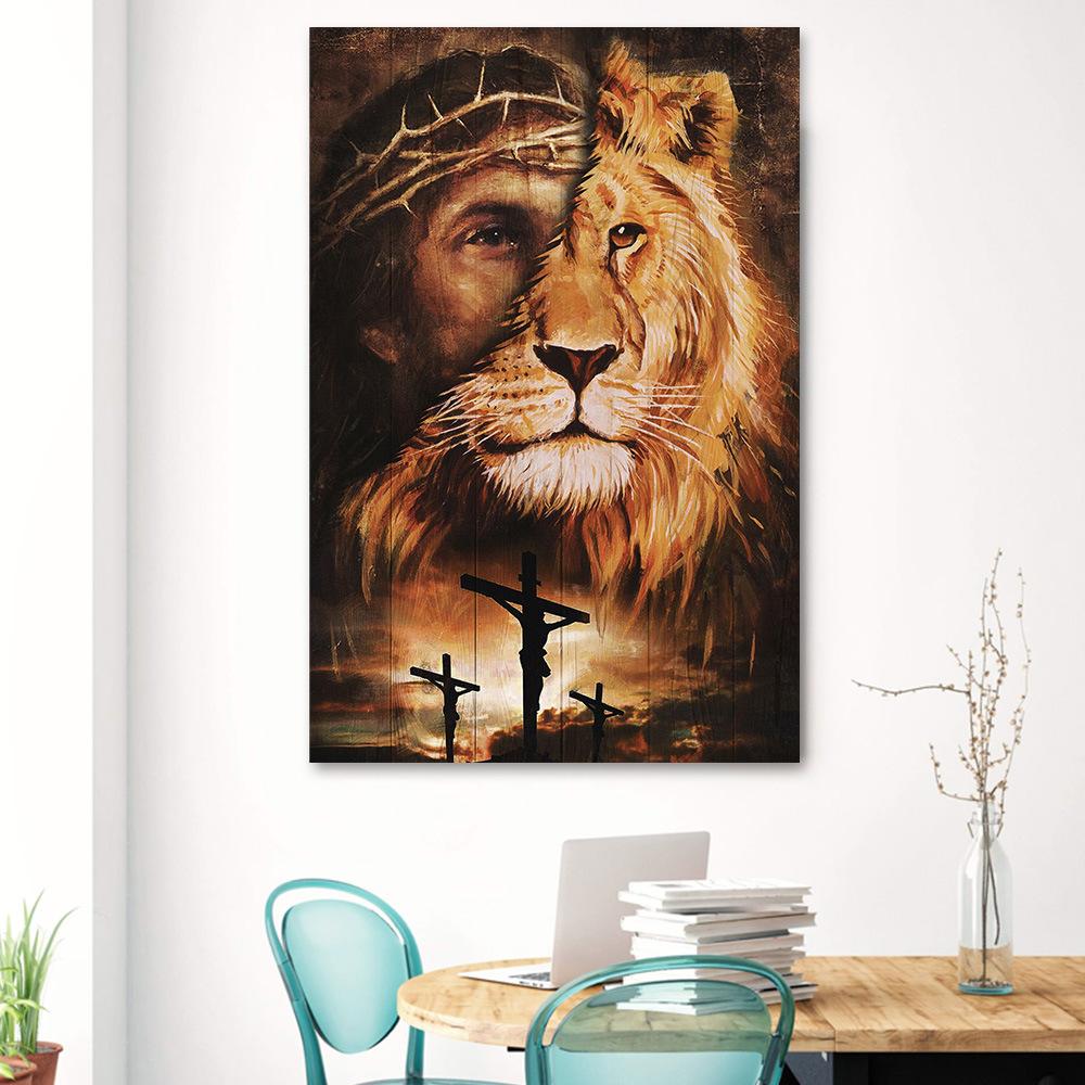 Löwe und Jesus Wandkunst Malerei Leinwand Christus Dekoration Bilder High Definition Druck Poster Wohnzimmer Zuhause