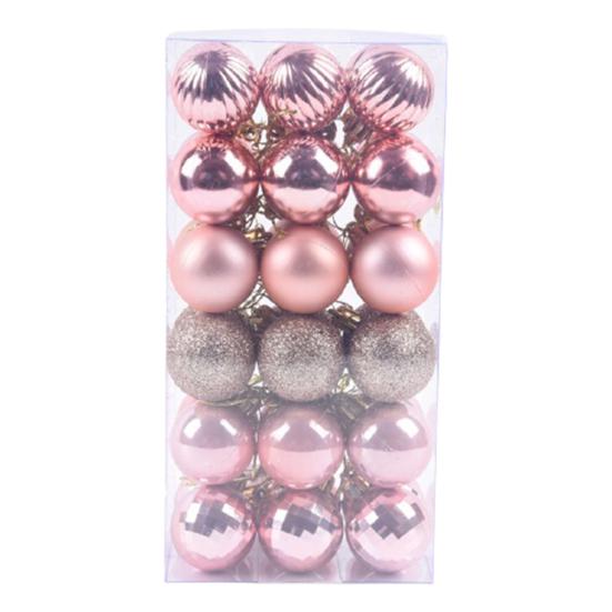

36 шт., рождественские шары, небьющиеся, антидеформированные, пластиковые, декоративные, блестящие, блестящие, рождественские шары для дома розового золота
